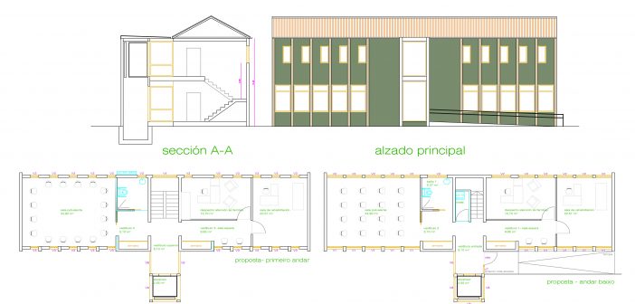 Detalle dos planos deseñados pola arquitecta municipal, Montserrat Ruíz